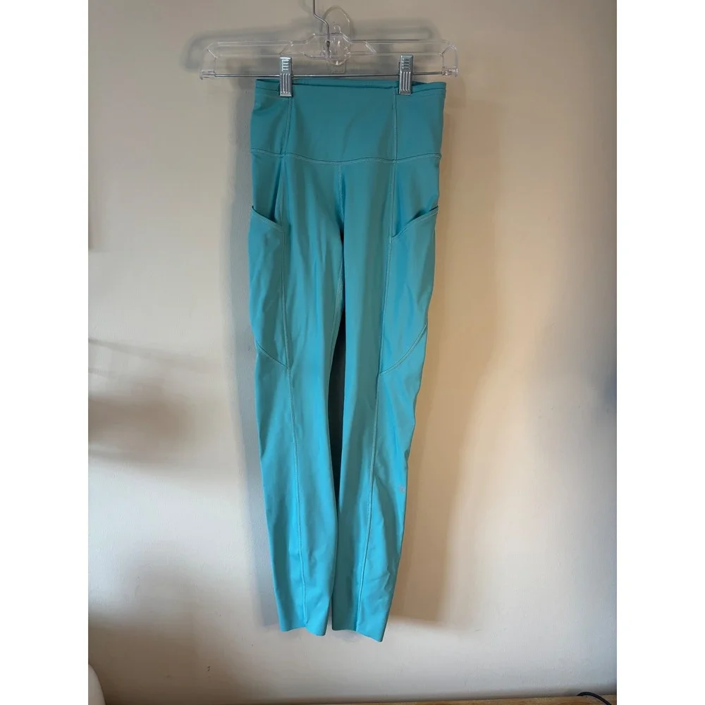 Lululemon Fast and Free High-Rise Tight 25 Pockets Electric Turquoise LW5BXQS 2